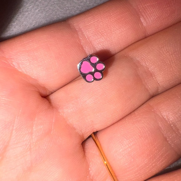 CreaMint Paw Print Stud Earrings.  Pink - Picture 1 of 3